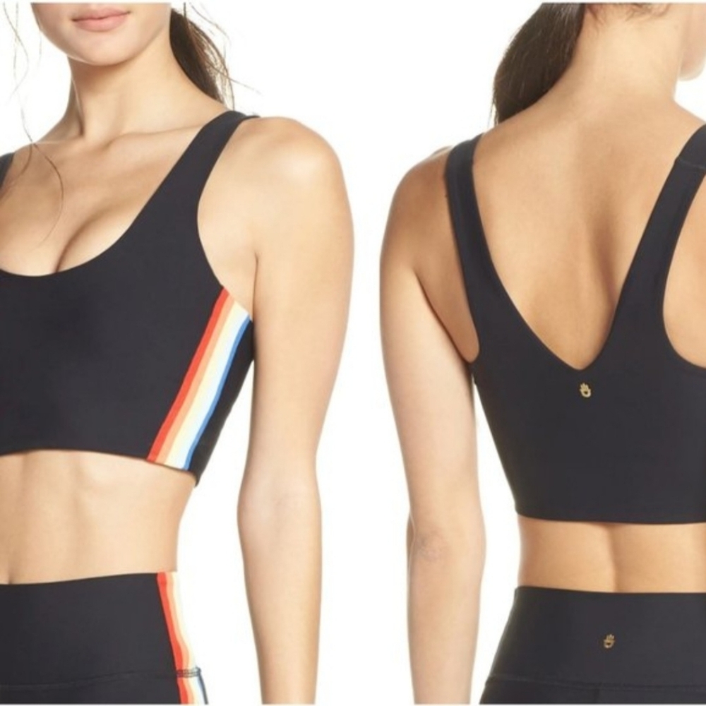 Spiritual Gangster Shakti Brami Rainbow Stripe Sports Bra Black Large - Picture 4 of 8